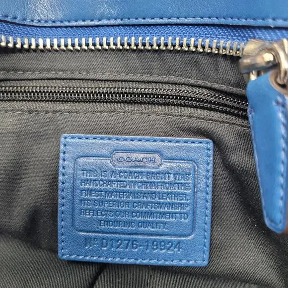 Coach Legacy Tanner Blue Purse Bag Double Handle W Satin Dust Bag Handbag Large